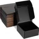 Black Corrugated Shipping Boxes 6x6x3 Inches, 25 Pack | Sturdy 32 ECT cardboard, no tape closure, easy assembly, for mailing, gifts packaging and small business