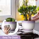 8 Inch Plant Pot, Ceramic Planter with Drainage and Saucer, Ceramic Pots for Plants, Indoor Plant pots,Ceramic Flower pots(Purple + White, Plants NOT Included)
