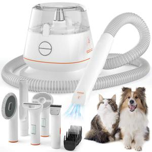 Gooad Dog Hair Vacuum & Pet Grooming Vacuum,Dog Clippers , Dog Brush For Shedding With 5 Pet Grooming Tools, Low Noise Dog Grooming Kit,Dog Hair Trimmer, Dog Hair Remover Pet Grooming Supplies