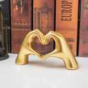 Small Heart Hands Sculpture Decor for Living Room Bedroom Bookshelf Coffe Table and Office Display, Love Finger Statue Modern Aesthetic Home Decor, Unique Gift for Wedding Christmas Birthday (Gold)