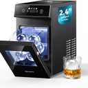EUHOMY 2.4" Ice Ball Maker Countertop, 2Pcs Ready in 60Mins, 48Pcs/Day, 8H Timer, Self-Cleaning Sphere Ice Maker Machine with Crystal Clear Ice, Round Ice Cube Maker for Whiskey & Bourbon (Black)
