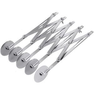 Adjustable Pastry Cutter, 5 Wheel Stainless Steel Dough Divider, Stainless Steel Expandable Pizza Slicer Multi-Round Pastry Knife Baking Cutter Roller Cookie Dough Cutter Divider (silver)