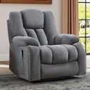 CANMOV Manual Reclining Chair-Overstuffed Recliner Chair with Cup Holder Side Pocket Footrest Fabric Recliners for Living Room Bedroom, Dark Grey (1)