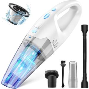 Handheld Vacuum Cordless, 6KPA Strong Suction & 25 Mins Runtime, 1.6lbs Lightweight Hand Vacuum Cordless Rechargeable with HEPA Filter/LED Light/Multi-Accessories,for Home/Car/Office Cleaning
