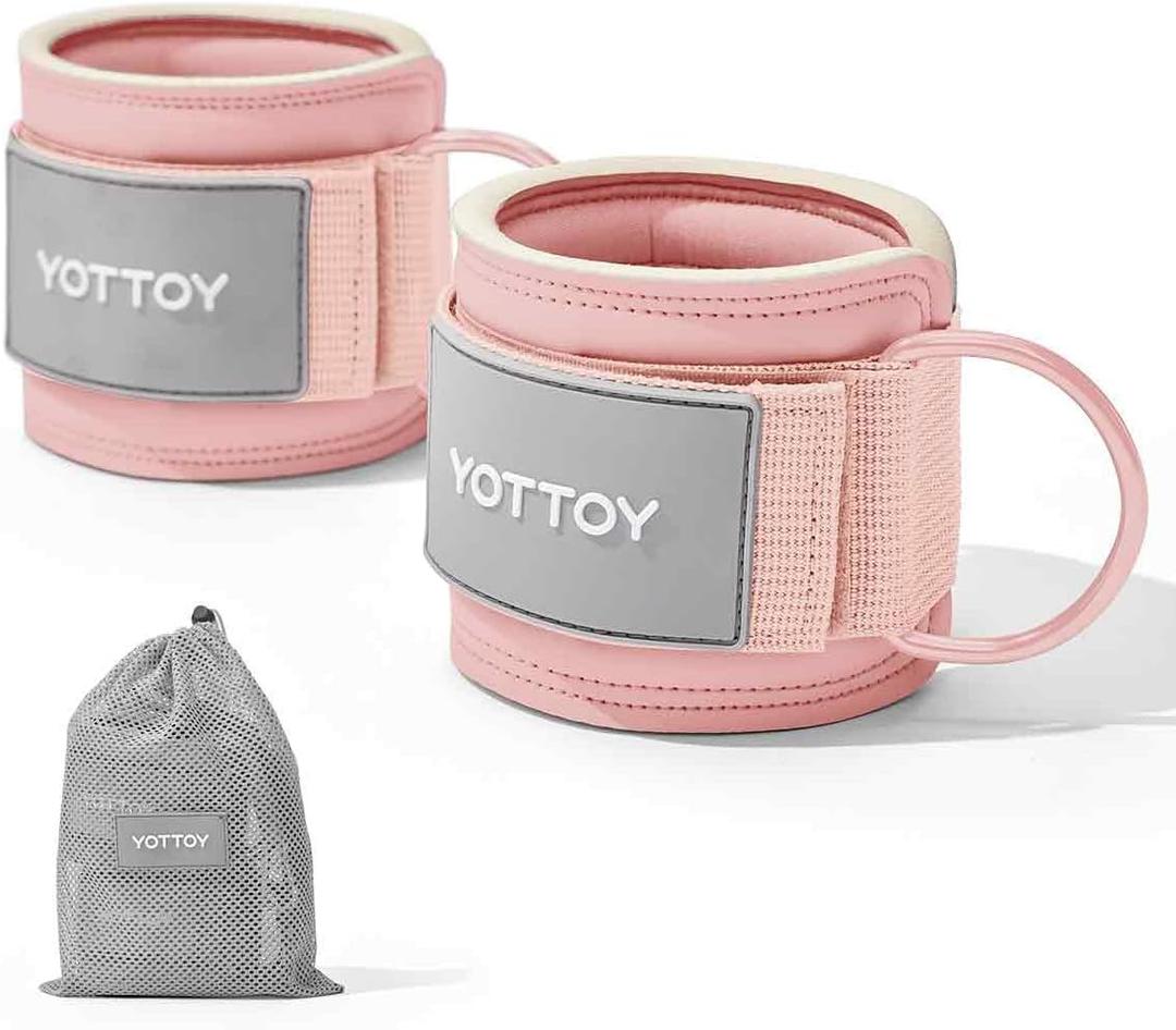 YOTTOY Ankle Straps for Cable Machines  Adjustable Padded Ankle Cuffs for Cable Kickbacks, Glute & Leg Workouts  Gym Attachments for Women & Men, Booty, Hip & Thigh Training (Pink)