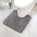 MIULEE Microfiber Toilet Bath Mat U-Shaped Contour Shaggy Bathroom Rugs Non Slip Extra Thick Soft Bath Rug Absorbent Water for Bathroom Commode Machine Washable(20x20 Inch, Grey)