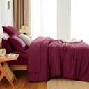 HIMEET Full Size Comforter Sets - 7 Pieces Bed in a Bag Full, Luxury Comforter Set with Sheets for All Season, Bed Set with Comforter, Flat Sheet, Fitted Sheet, Pillowcases & Shams, Burgundy