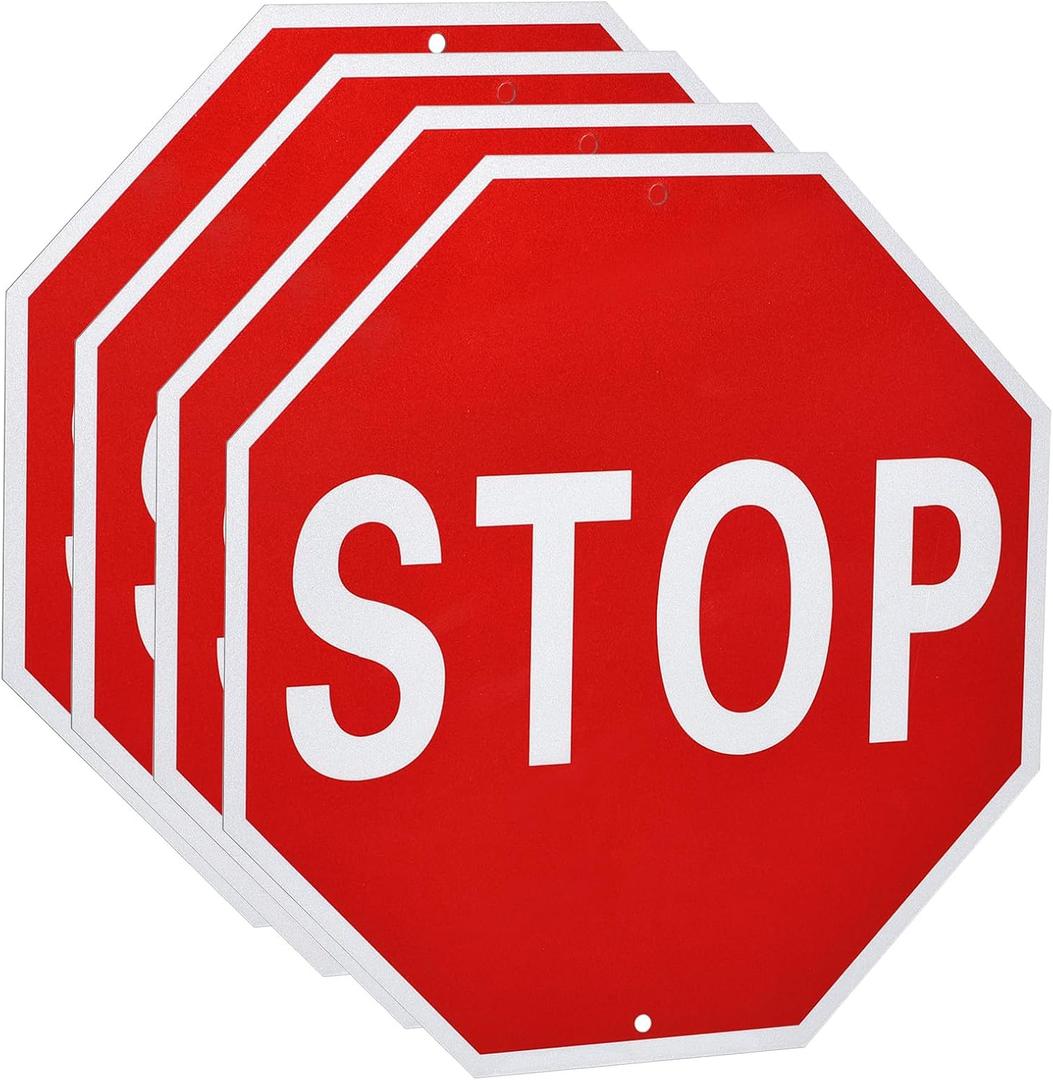 MECCANIXITY 4pcs Stop Sign 24" x 24" Warning Reflective Aluminum Signs for Street Traffic, Octagon Rust Free Sign