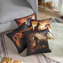 Emvency Throw Pillow Covers 20x20 Inches Set of 4 Horse Running Waist Horses Animal Square Decorative Couch Pillowcases for Home Decor Bedroom Sofa Living Room