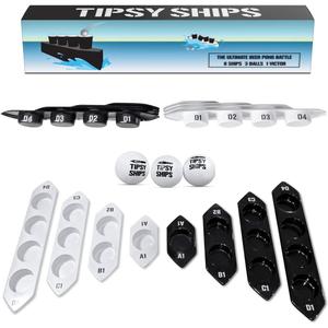 Tipsy Ships Beer Pong Set V2 - The Ultimate Battle Pong Party Game - 8 Ship Trays, 3 Ping Pong Balls Included. Fits Any Standard Plastic Cup, Battle on Any Table!