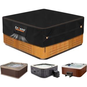 Enzeno Outdoor SPA Hot Tub Cover Waterproof Rectangular 85 x 67 inch fit 84 x 66 or 83 x 65 or 82 x 64 420D Heavy Duty Hot Tub Lid Protectors Protective Cover Cap