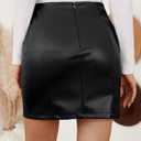 LILLUSORY Womens Leather Mini Fall Skirt with Slit (Black)