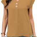 Women's Dressy Casual Shirt Sleeveless V-Neck Button Down Work Tops Business Casual Summer Tops (Brown, XL)