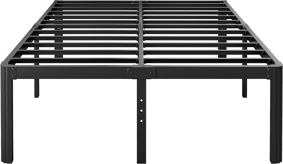 Hunlostten 18in Full Size Bed Frame No Box Spring Needed, Heavy Duty Metal Platform Bed Frame Full with Round Corners, Easy Assembly, Noise Free, Black