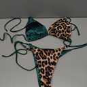 SOLY HUX Bikini Sets for Women Leopard Print Halter Triangle Tie Side Bathing Suits Two Piece Swimsuit, Size Large