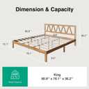 Novilla 12inch King Bed Frame Wooden King Bed Frame and Headboard, Solid Wood King Size Bed Frame with Headboard, No Box Spring Needed, Easy Assembly, Natural