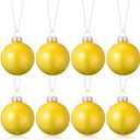 8 Pcs Yellow Glass Christmas Ball Ornaments 2.36" Shatterproof Xmas Christmas Tree Decorations with Hanging Loop and Rope Christmas Decorative Ball for Holiday Hanging Wreath Garland Decorations