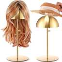 Sintuff 2 Pcs Hat Display Stand 7.9-15.7 Inch Adjustable Gold Hat Holder Sturdy Wigs Head Stand Anti Rust Non Slip Stable Stainless Steel Metal Hat Rack for Hat Storage Wig Styling Practice