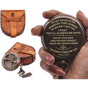 Compass Gift for Son, Daughter & Grandson Vintage Engraved Pocket Compass Gifts for Women/Men, Boy, Girl, Baptism 2026 Communion Christian Luxury Gift, Anniversary