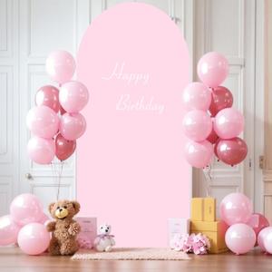 7.2FT Pink Arch Backdrop Cover - Spandex Fitted Wedding Arch Stand Covers Round Top Chiara Arch Backdrop Cover for Birthday Party Banquet Photo Background Decoration (7.2FT, Pink)