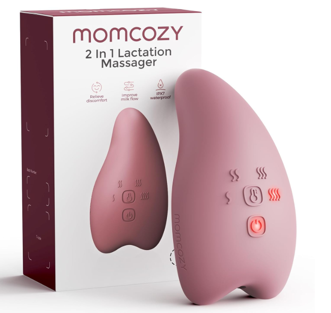 Momcozy A1Pro Lactation Massager, Deep Vibration & Rapid Heating for Clog Relief & Efficient Pumping, Breastfeeding Essentials with Memory Function & Fast Charging, for Postpartum Mom