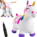 JOYIN Bouncy Unicorn Horse, Kids Ride On Bouncer, Toddler Girl Bouncing Animal Hopper, Inflatable Hopping Toy for Birthday Gift, 18 Months 2 3 4 5 Year Old Kids Toddlers Boys Girls