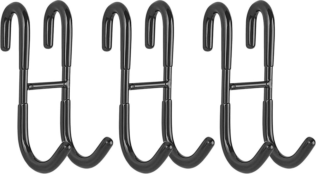 Simtive Shower Door Hooks (3-Pack), Towel Hooks for Bathroom Frameless Glass Door, Shower Squeegee Hooks, Black
