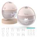 Paruu Hands Free Breast Pump P16, Wearable Breast Pump Electirc Portable with 4 Modes & 12 Levels, Max 309mmHg Strong Suction 19/21/24mm Flange Inserts Wearable Breastfeeding Pump, 2 Packï¼ˆNude