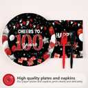 96Pcs Black and Red 100th Birthday Party Decorations, Serves 24