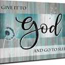 Christian Canvas Wall Art Bible Verses Wall Decor Teal Bedroom Picture Rustic Dandelion Canvas Prints Religious Painting Poster Inspirational Signs Artwork for Living Room Bathroom Home Decoration (16"L x 12"W)