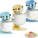 Ice Cream Maker Attachment for KitchenAid 4.5/5QT & 6QT Mixers, Frozen Ice Cream & Sorbet Gelato Maker for KitchenAid, 2 Quart, White, Not Dishwasher Safe