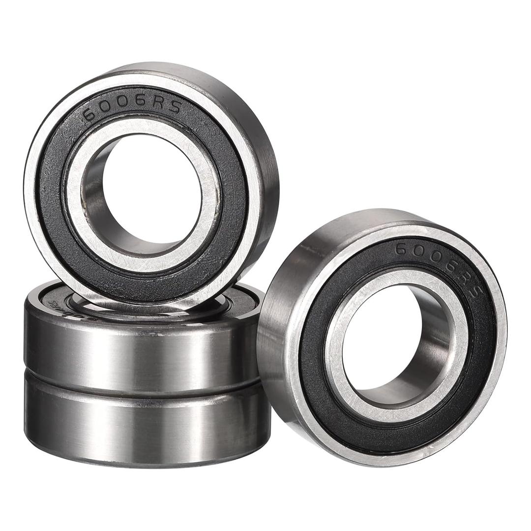 6006-2RS Deep Groove Ball Bearings, ID 30mm x OD 55mm x Width 13mm Double Rubber Sealed Ball Bearing Pre-Lubricated Chrome Steel Z2 Lever 4pcs