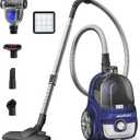 Aspiron Canister Vacuum, Upgraded 1600W Bagless Canister Vacuum Cleaner, Auto Cord Rewind, H13 HEPA Filter, 3.7Qt Large Capacity, 5 Tools for Hard Floors, Carpet, Pet, Upholstery, Tiles, Car, Navy