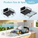 2 Tier Dish Drying Rack, Large Extendable Dish Racks for Kitchen Counter , Dishrack with Drainboard, 2-in-1 Anti-Rust Stainless Steel Dish Drainer with Utensil Holder (Black, double of Dish Rack), double-tier dish rack 16.7"w X14.8"H 12.8"-20.8"I