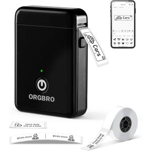 ORGBRO Label Maker Machine with Tape, X1 Portable Bluetooth Mini Label Printer, Support Pre-Cut & Continuous Label, Wireless Small Label Makers with Versatile App for School Home Office Organization