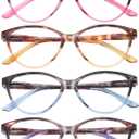 Przene 4 Pack Blue Light Blocking Reading Glasses,Readers for Women and Men with Spring Hinge