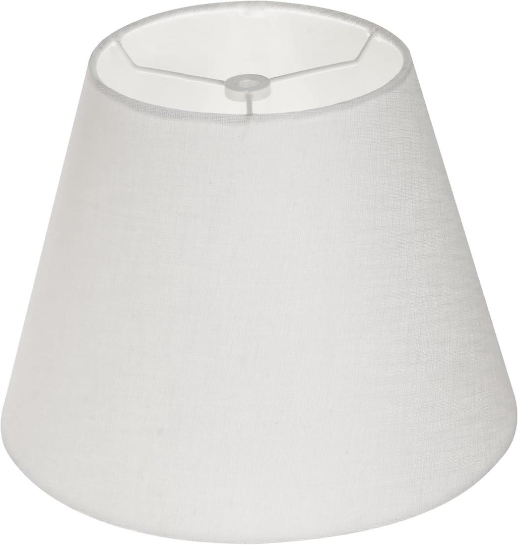 White Lamp Shade, ALUCSET Barrel TC Cloth Small Lampshade for Table Lamp and Floor Light, 6x10x7.5", Natural Linen Hand Crafted, Spider