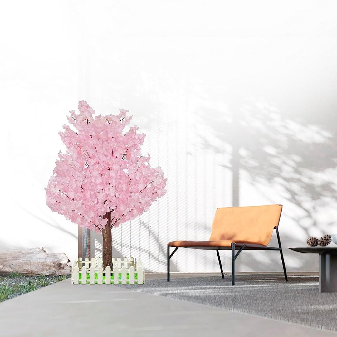 Artificial Cherry Trees Indoor Decor: Handmade Natural Fake Cherry Blossom Pink Tree Outdoor for Party Wedding Christmas (4 FT)