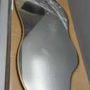 WEER Irregular Wall Mirror, 20x36 inch Gold Asymmetrical Mirror Wall Mounted Mirrors Decorative, Abstract Wavy Aluminum Alloy Frame Mirror for Bathroom, Bedroom, Living Room, Entryway