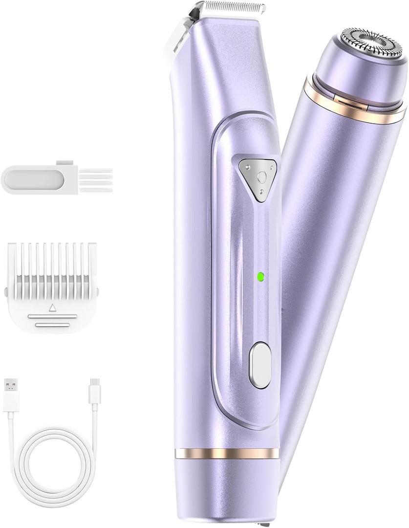 Dermave Bikini Shaver - Electric Bikini Trimmer for Women, 2-in-1 Waterproof Shaver (Light Purple)