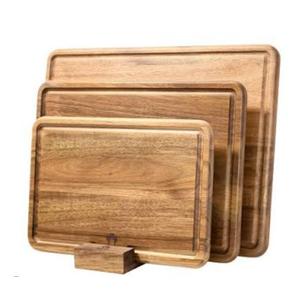 YSTKC Acacia Wood Cutting Board Set of 3 for Kitchen, Thick Chopping Board, Large Wooden Cutting Board Set with Deep Juice Groove Butcher Block, Wooden Trays for Meat, Fruit and Cheese