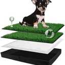 HQ4US 4LEGS Dog Grass Pad with Foldable Dog Litter Box, Small Liner Base (23”×15”) for Balcony, 2 Artficial Grass Pee Pads for Dogs, Pee Pad Holder, Potty Training