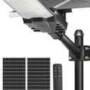 Gefolly SL-10000W Solar Street Lights Outdoor, Commercial Parking Lot Light Dusk to Dawn IP67 Waterproof 6500K Security Flood Lights Lamp for Yard, Road, Basketball Courts