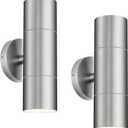 Ken & Ricky 2 Pack Stainless Steel Up Down Exterior Lighting Fixtures, Cylinder Outdoor Sconce Lights, Brushed Nickel Patio Wall Light Fixture for House Front Porch Garage Patio Entryway