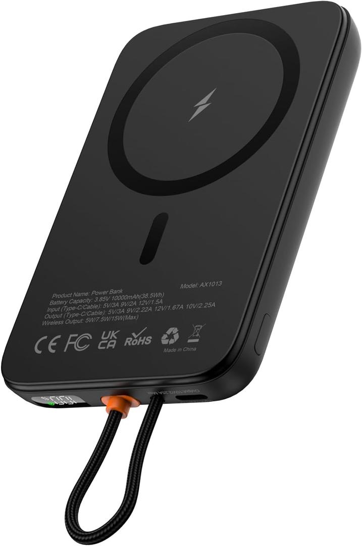 AsperX Magnetic Power Bank, 10,000mAh Magnetic Battery Pack Built-in USB-C PD 22.5W Fast Charging, LCD Display, Wireless Portable Charger Compatible for iPhone 17/16/15/14/13/12 Series, Black AsperX Magnetic Power Bank, 10,000mAh Magnetic Battery Pack Built-in USB-C PD 22.5W Fast Charging, LCD Display, Wireless Portable Charger Compatible for iPhone 17/16/15/14/13/12 Series, Black