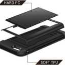 for Apple iPhone SE (2022) /SE (2020) / 8/7 Case with Credit Card Holder, Wallet Case Slide Cover Dual Layer Hard PC Rubber Cover Phone Case for iPhone 7 8 SE2 SE3 4.7' Black