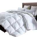 Luxurious Full/Queen Size Lightweight Goose Down Comforter Duvet Insert Summer Weight, 1200 Thread Count 100% Egyptian Cotton, 40 oz Fill Weight, White Color