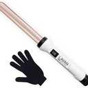 Curling Wand Ceramic Titanium with Glove | Titanium Curling Wand | Professional Hot Tool Curling Iron | Best Hair Curler Wand for Frizz Free Flawless Waves (1 Inch 25mm Gold)