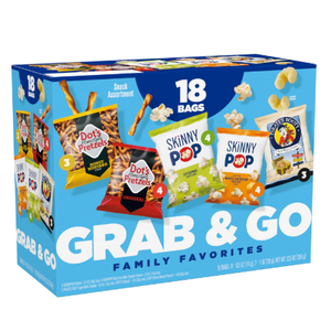 SkinnyPop Family Favorites Variety Pack, SkinnyPop Original and White Cheddar Popcorn, Dot's Original and Honey Mustard Pretzels, Pirate's Booty, On-the-Go Snacks 18 Bags Best Before 04-11-2026