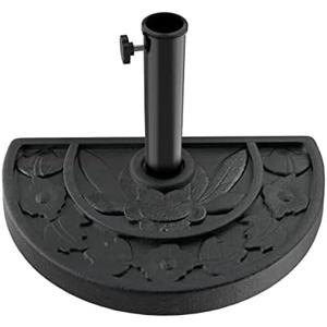 Half Round Umbrella Base - 20lb Weighted Semicircle Freestanding Resin and Concrete Umbrella Stand for Outdoor Use by Pure Garden (Black)